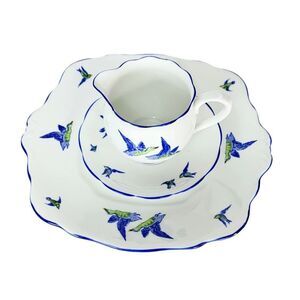 VTG 30s Royal Albert "Wild Birds" Crown Bone China Plate Pitcher Saucer England